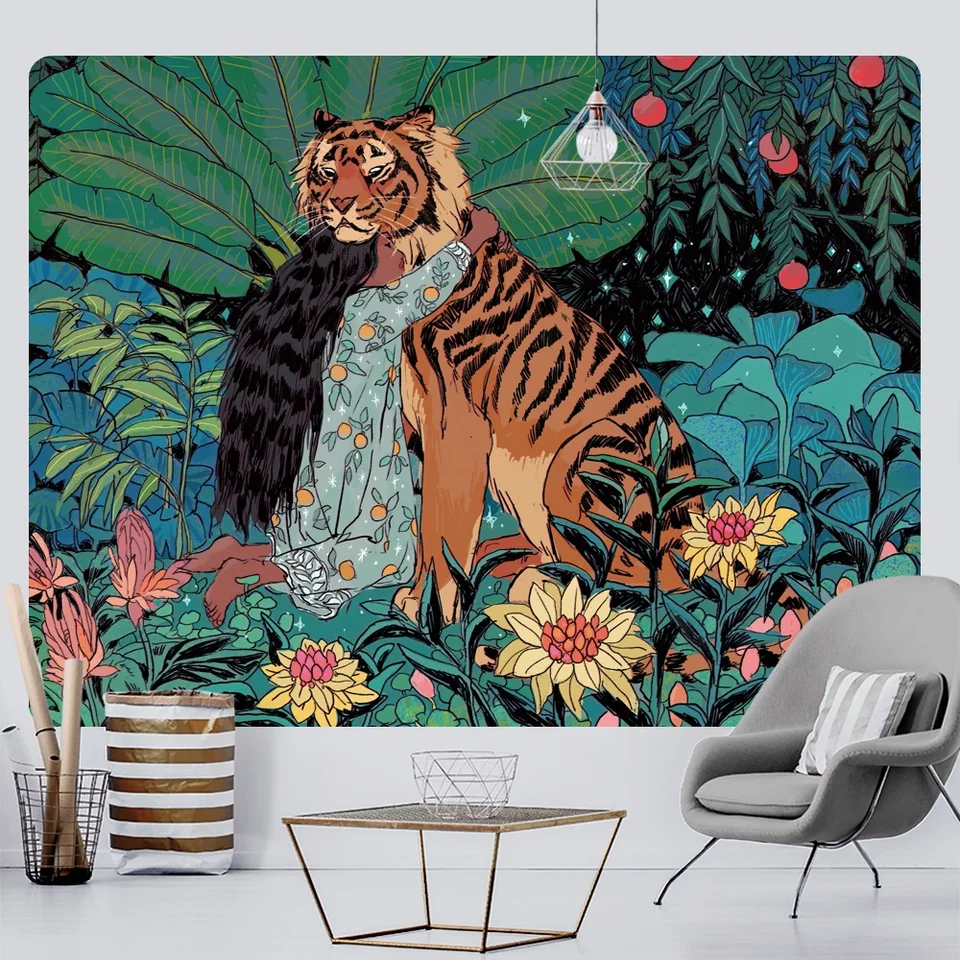 Krásne nahé dievča tiger domov deco