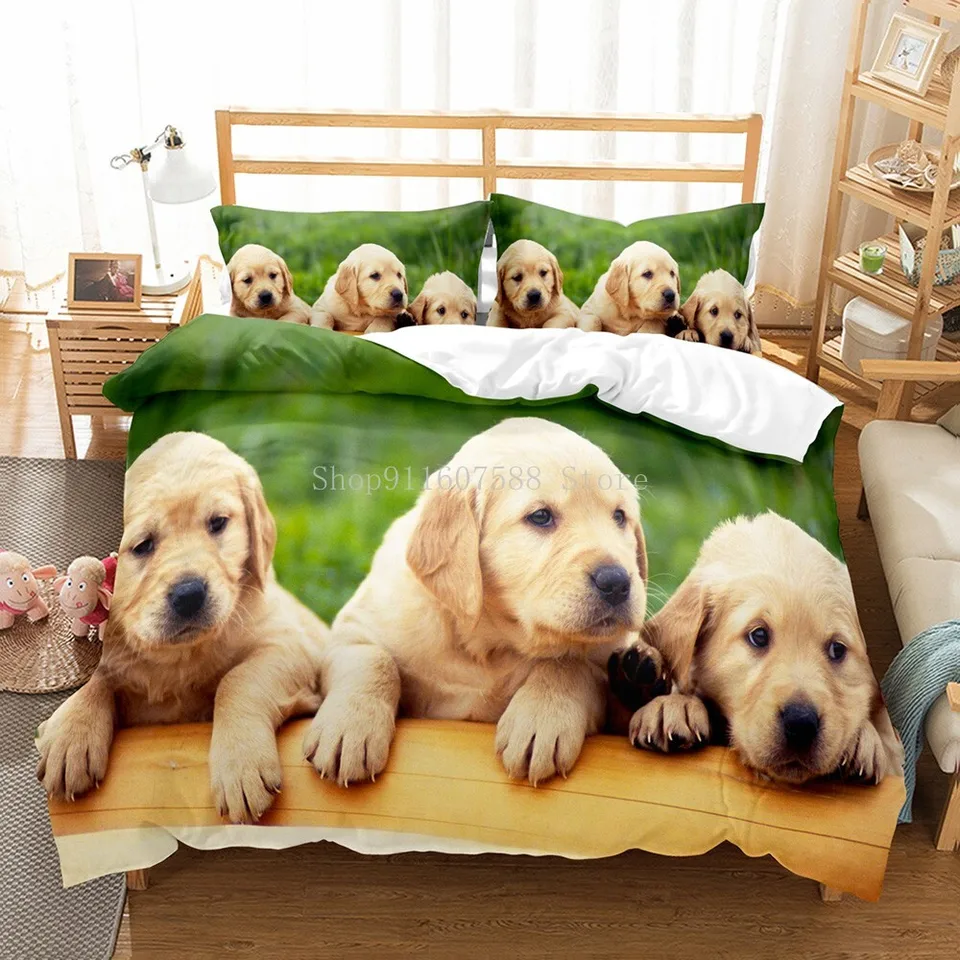 Krásne psy zvieracie 3D posteľné súpravy roztomilé husky prikrývky prikrývky sada detské posteľná posteľ bielizeň vankúš Pets ps