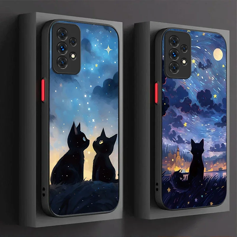 Krásne puzdro Starry Sky Cat pre Samsung Galaxy A54 A34 A24 A14 A13 A33 A53 A73 A23 A05 A05S A72 A52 A52S A32 A22 A22 A12 A31 A51 A71 A71