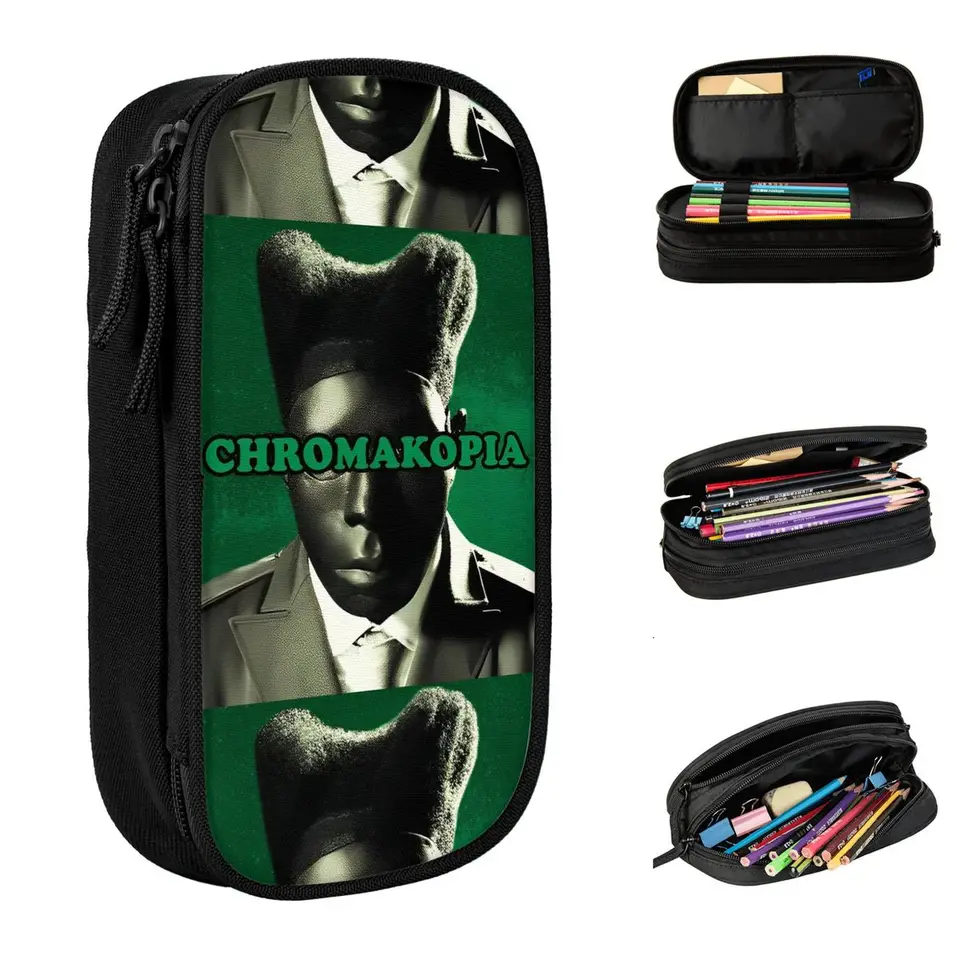 Krásne Tylers The Creator Chromakopia Tour 2024 Cencil Case Rapper Pencilcases Držiteľ pera pre študentov Študenti Školský darček