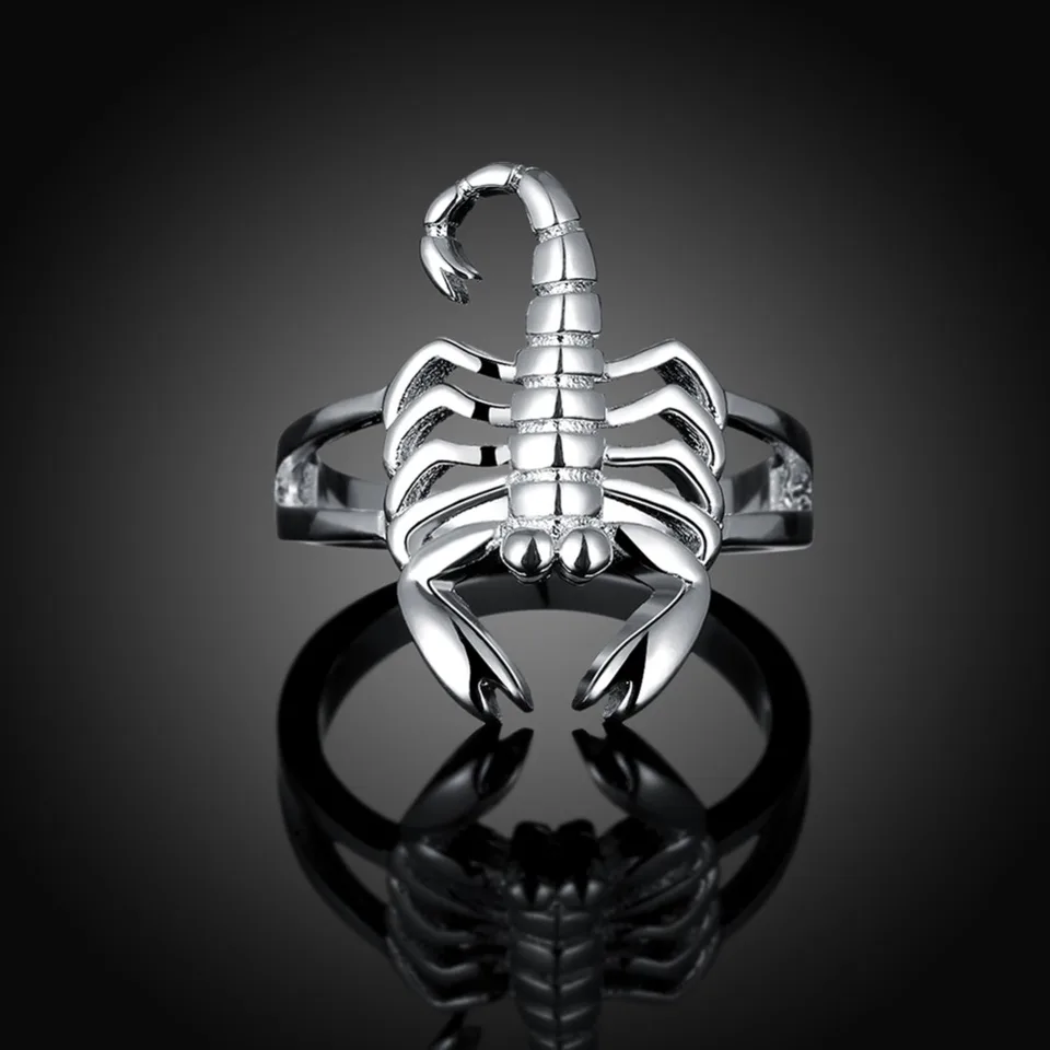 Krásny strieborný prsteň módna móda Scorpion Strieborná farba Pekné ženy Domineering Lady Ring Classical Darček, R739