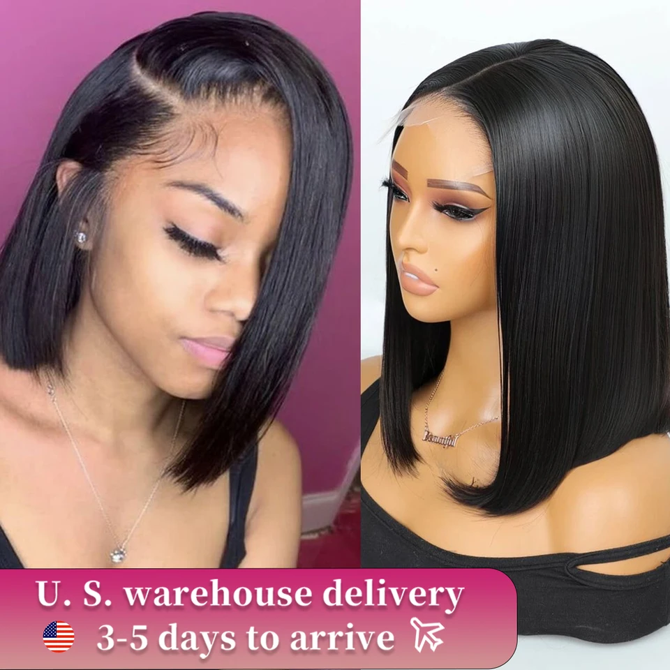Krátka bobová parochňa Parochňa predné ľudské vlasy Parochne 6x6 bez Glueless Priame zatvorenie parochne 13x4 HD Lace Frontal Wig HD Lace Parochňa Parochňu ľudské vlasy