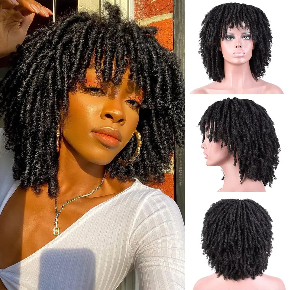 Krátke kučeravé spletené parochne pre mužov Auburn Parochne Dreadlocks Crochet Twist Party Braid Parochne