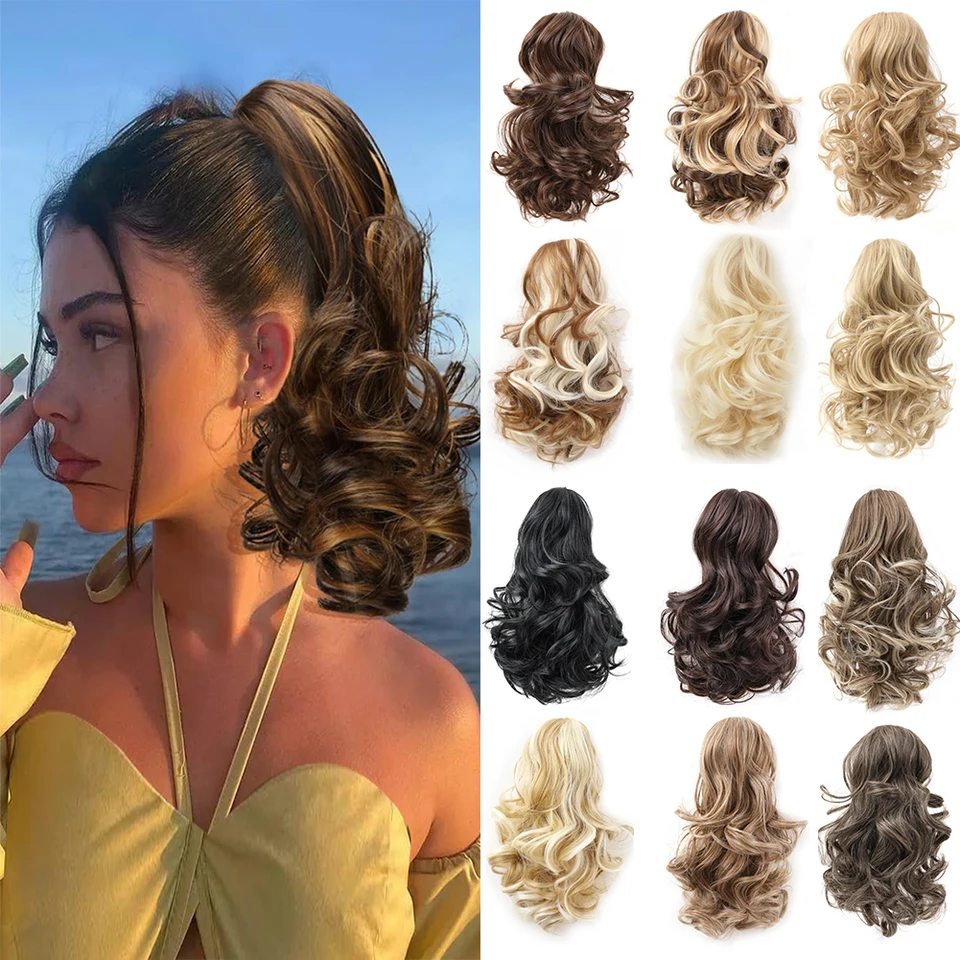 Krátke prípravné predĺženie syntetického pazúru Curly Wavy Clip v účesu