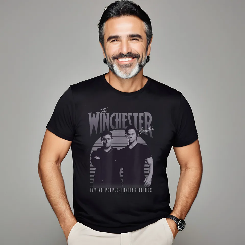 Krátke rukávy okrúhle goliere bavlnené tkaniny pánske tričká Supernatura Winchester Brothers Vintage Normal Tínske tričká Retro