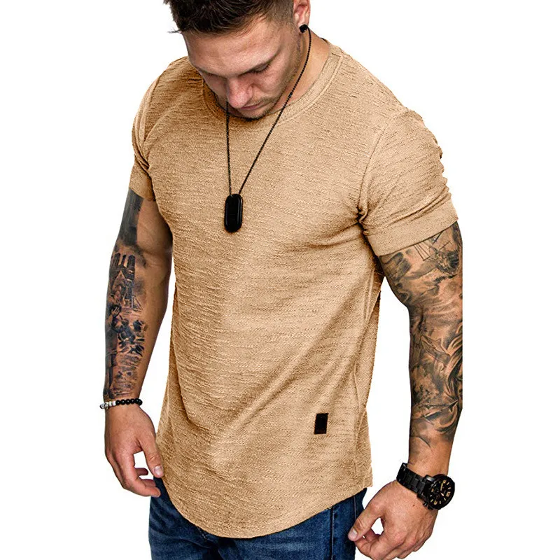 Krátke rukávy tričko Streetwear hip hop letné tričko Men s dlhou líniou zakrivené lem fitness tričko štíhle vtipné tričko plus veľkosť m-3xl