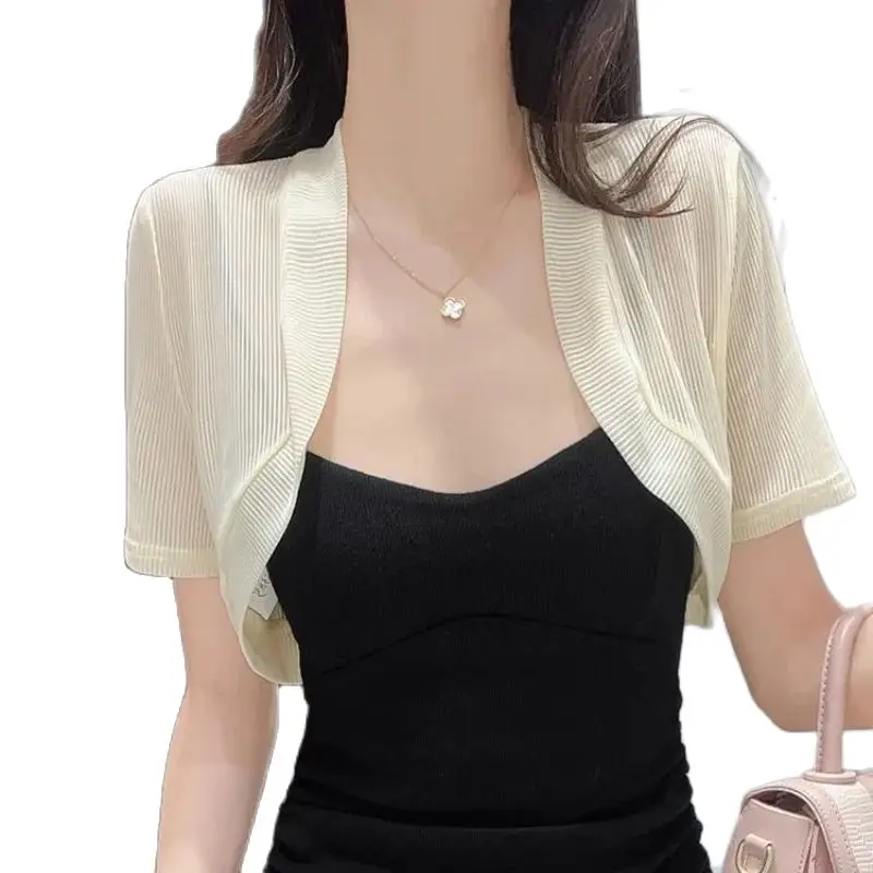Krátke rukávy Ženy Summer Bolero Cardigan Crop Topy