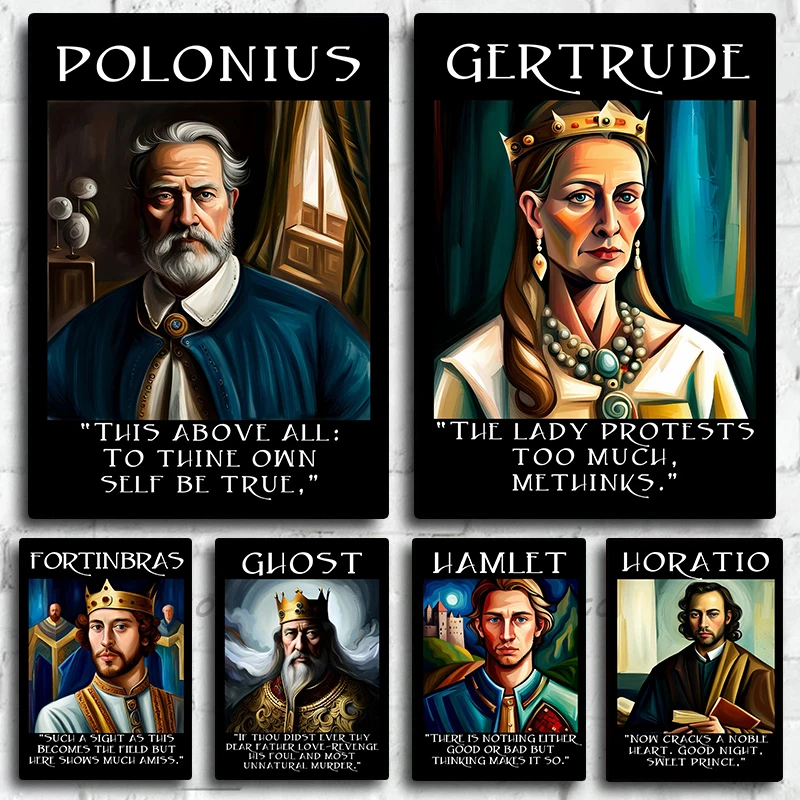 Kráľ Claudius Fortinbras Hamlet postavy plátno maľba nástenné umelecké obrázky domov domáca izba dekorácia literatúra milovníci umeleckých obrázkov