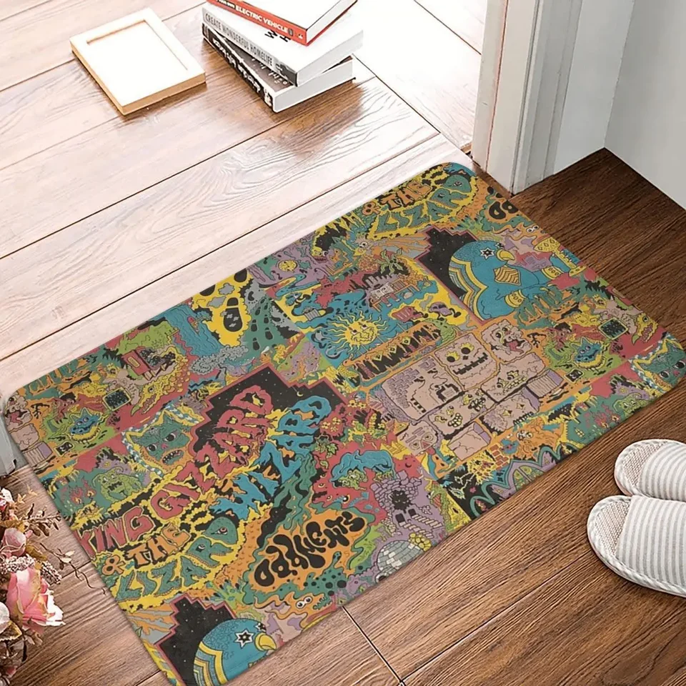 Kráľ Gizzard a Lizard Wizard - Oddmenty, ktoré nie je šmykľavou rohožkou podlahovou podlahou, umývateľný koberec koberca pre domácu obývaciu izbu Footpad Mats