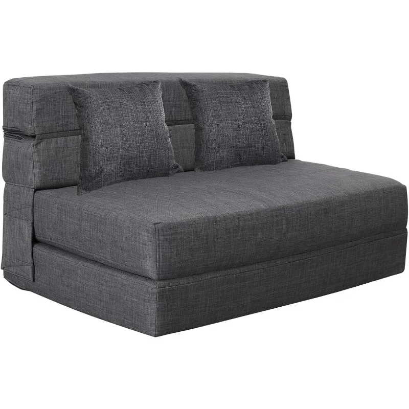 Kráľovná veľkosť skladacieho pohovky pohovka Pamäť pena s 2 vankúšmi Sleeper stolička lenivý gauč Triple futon Cabrio