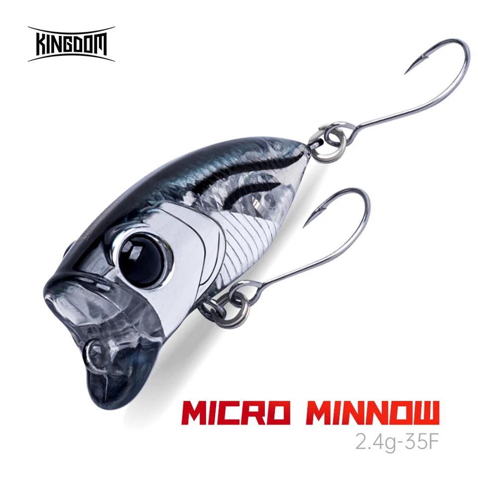 Kráľovstvo Micro Minnow Hard návnada Topwater Fishing Lúry 2,4G 35 mm Z-akcia Vysoko kvalitná plávajúca popperová single pre basové šťuky