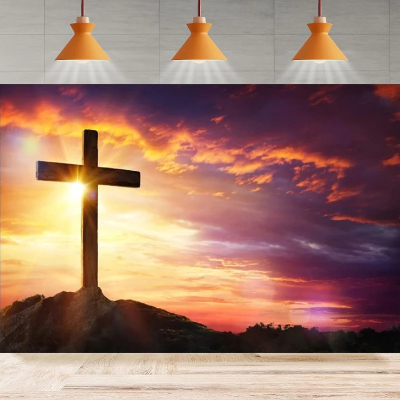 Kríž Ježiš Kristus Sunset Photography pozadie kostol chepulcher Pán Modlite sa