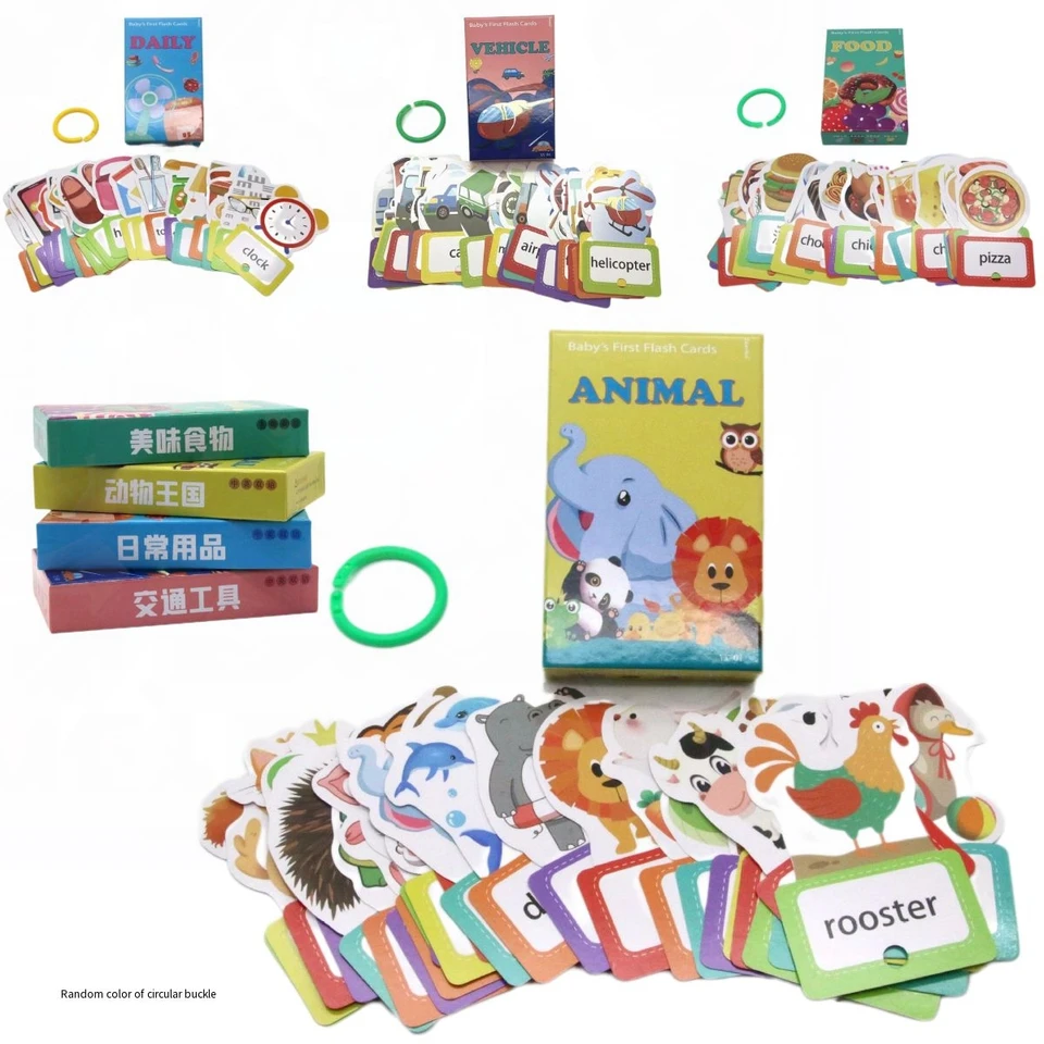 Krížová hranica čínska anglická puzzle osvietenská gramotnosť raného vzdelávania karta Flash karta s témami zvierat, jedlo