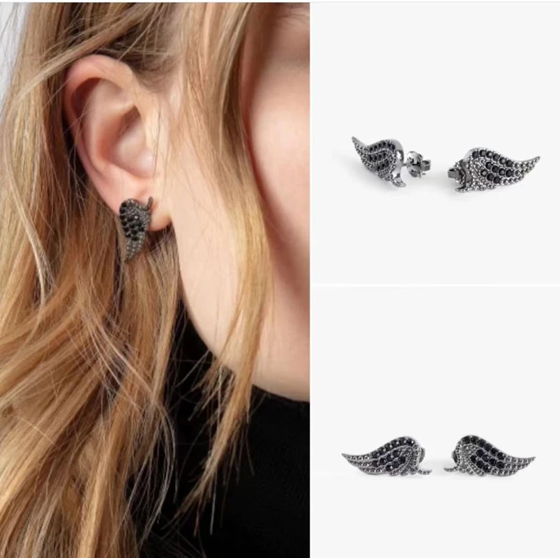 Krížové hranice e-commerce winnerz24 Z &@ V Classic Premium Angel Wings Roztomilé a minimalistické náušnice