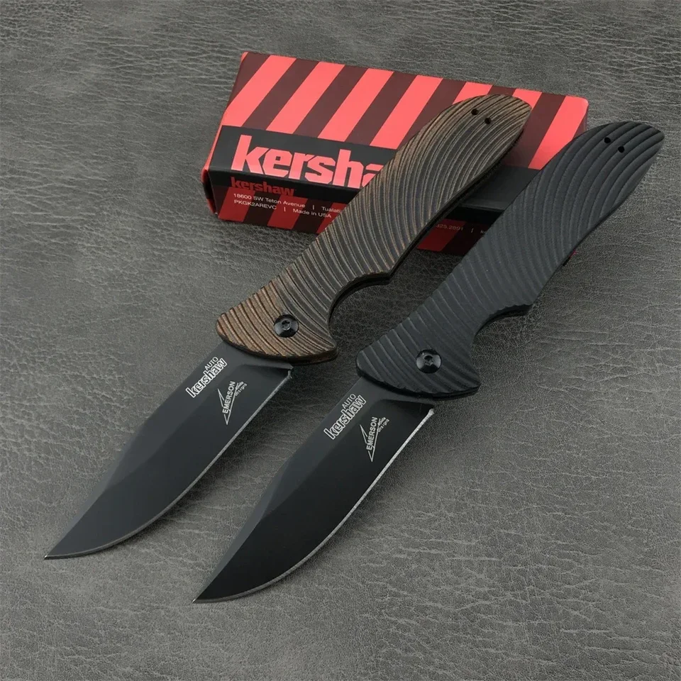 KS Emerson 7600 Spustenie 5 skladací vreckový nôž D2 Oceľové taktické lovecké nože hliník/g10 rukoväť EDC Self Defense Tool