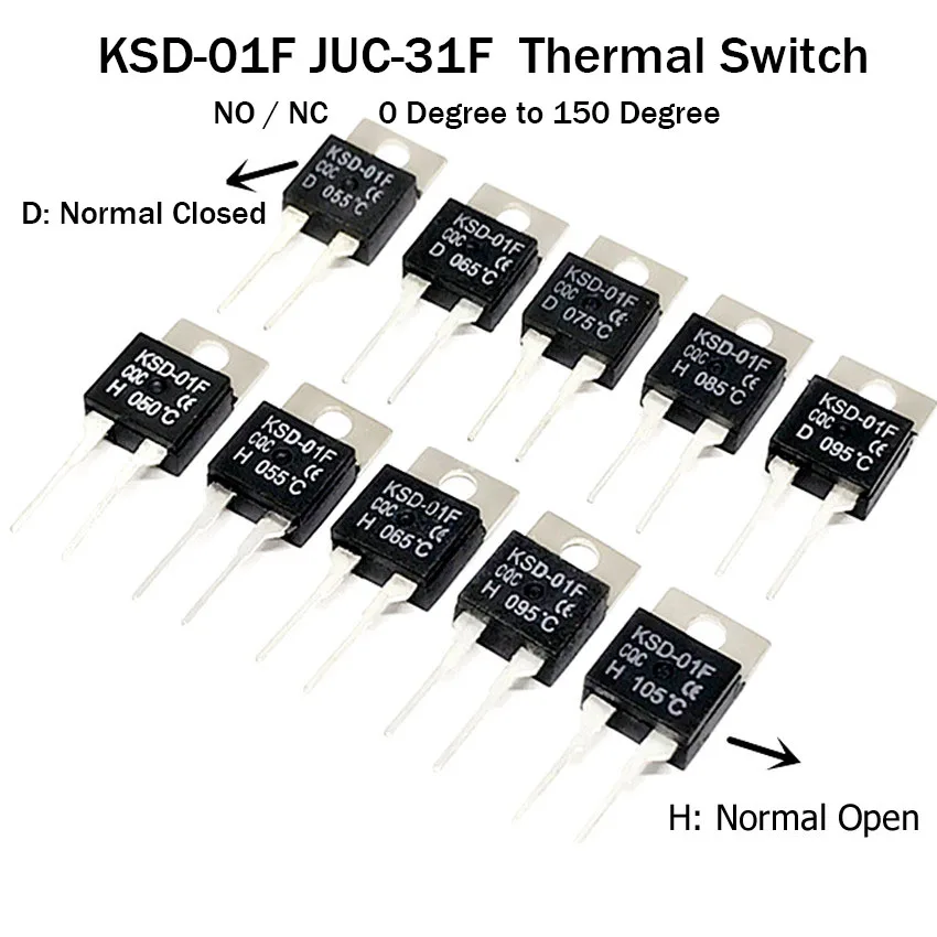 KSD01F teplotný senzor termostat prepínač 40 ℃ 45 ℃ 50 ℃ 55 ℃ 60 ℃ 70 ℃ 80 ℃ 90 ℃ 95 ℃ 100 ℃ 105 ℃ 110 ℃ 115 ℃ 120 ℃ 130 ℃ 125 ℃ až220 ℃ až 220