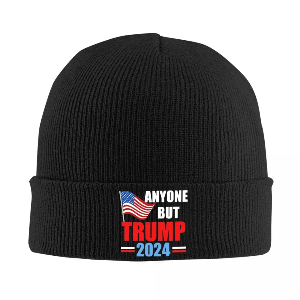 Ktokoľvek okrem Trump Beanie Hats 2024 Klobúky kapoty Muži ženy unisex roztomilý KPOP pletený klobúk Zimné grafické zábalové čiapky