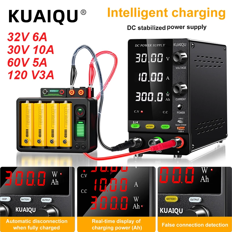 Kuaiqu inteligentné nabíjanie nastaviteľné napájanie DC 30V 10A 5A regulátor napätia Prúdový výstup OCP OVP voliteľný 60V 5a 120a