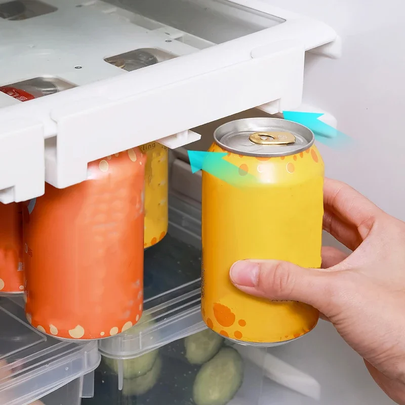 Kuchynská dvojradová kontajnerová nádoba pivo sóda Can Storage Rack Chladnička sklipka dolná sóda môže nápojový manažér