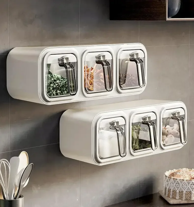Kuchynská nástenná montáž poháre pre korenie Salt a korenie Shaker Abser Dar Organizátor korenia s Spoons Codit Corner Organer Box