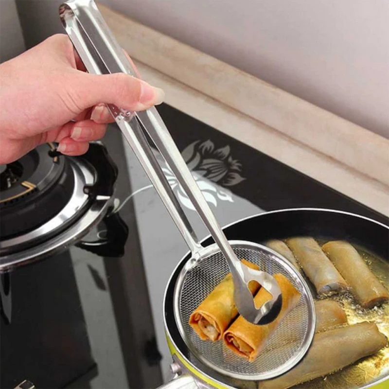 Kuchynské doplnky Multifunkčné z nehrdzavejúcej ocele Siega Filter Lopy Friend Food Oil Clip Clip Handheld Caning Tools Gadgets