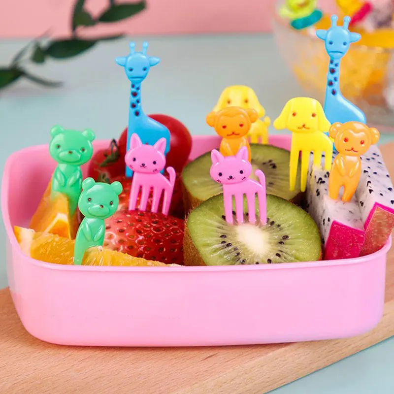 Kuchynské ovocie vidlice mini karikatúra detské občerstvenie Cake Deszert Food Vyberte špáradlo bento obed na párty dekorácie náhodná farba