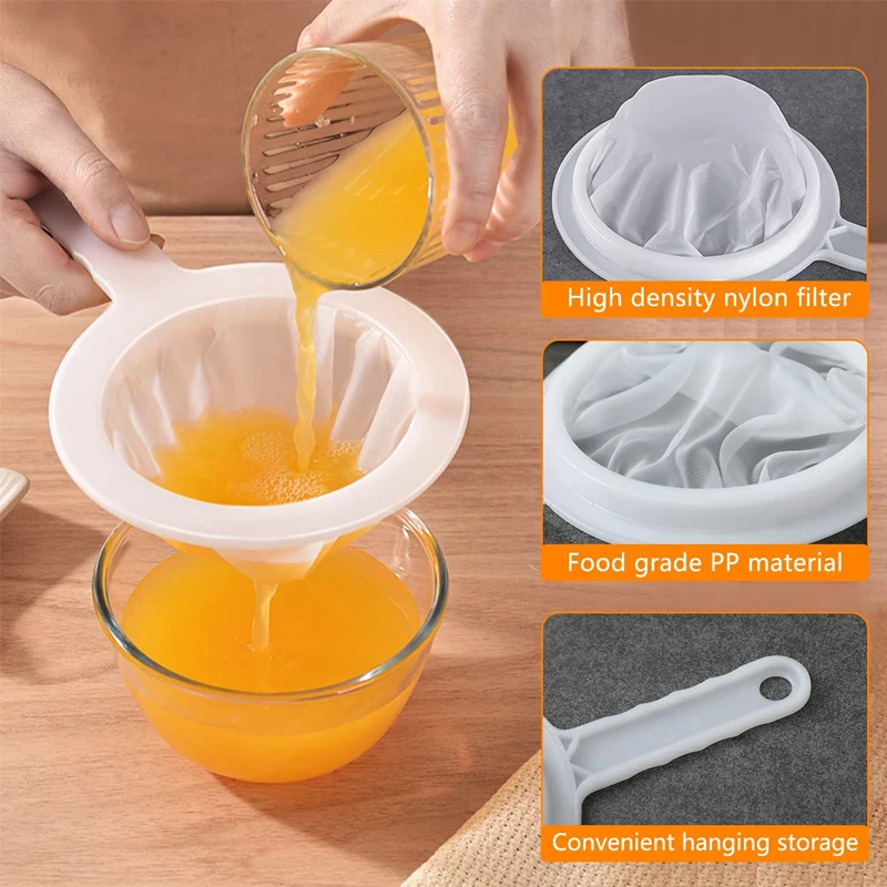 Kuchynské sójové mlieko Káva vrecká na filtrové filtry Opätovné použiteľné nylonové sieťové mlieko mlieko Yogurt Filter Spoon čajový šťav