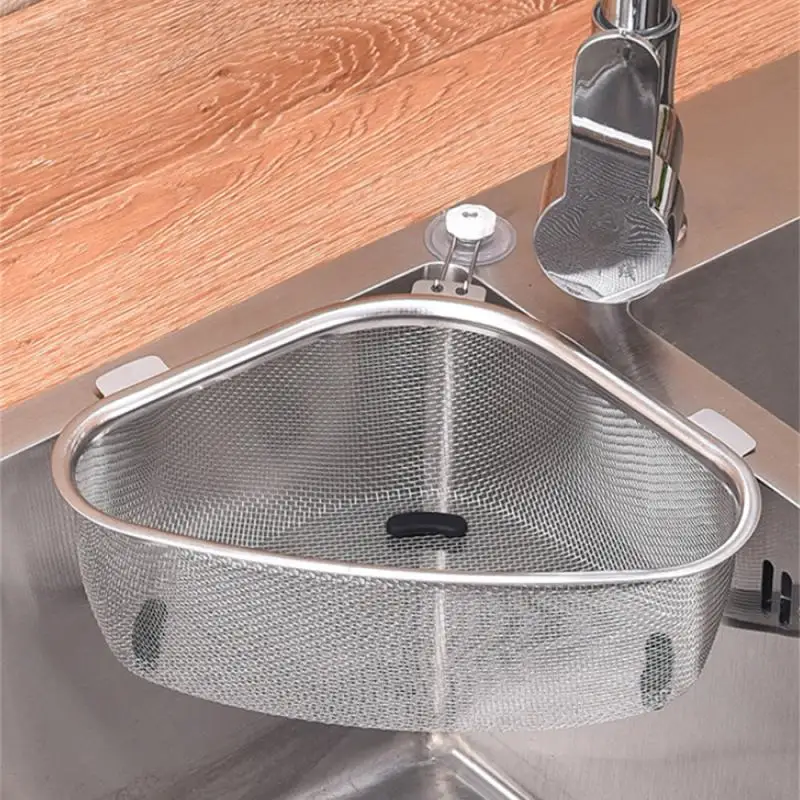 Kuchynský umývadlo Kôš z nehrdzavejúcej ocele Trojuholníka Potraviny Zelenina Peel Egg Filter Storage Organizátor
