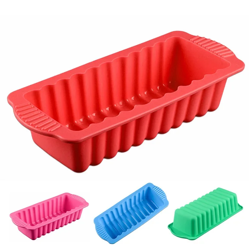 Kuchyňa1pc Silikónový koláč, forma s tepelne rezistentným obdĺžnikovým chlebom pečivo, príslušenstvo, náradie, náhodné farby