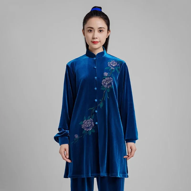 Kun Master zahusťuje Velvet Taichi Uniforma Elegantné zimné bojové umenia výšivok kung fu oblečenie taiji pre ženy