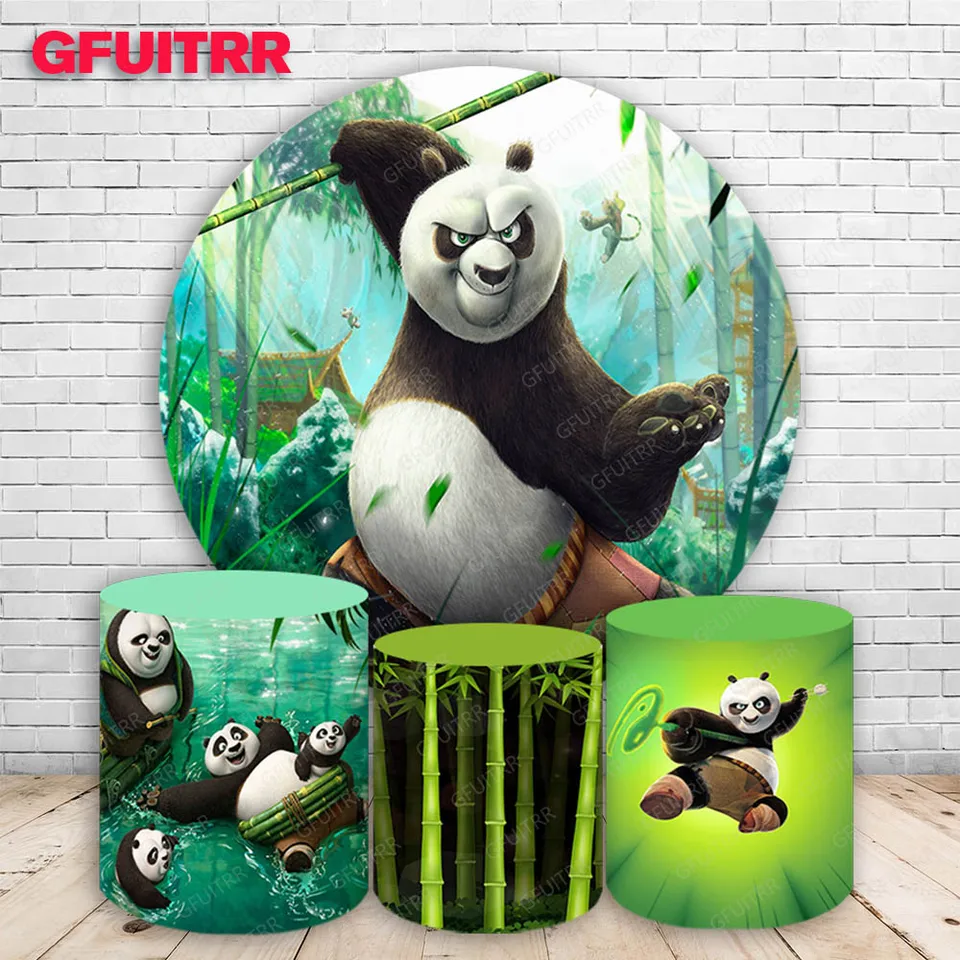 Kung fu pandas pozadie narodeninová oslava pre deti pre deti okrúhle fotografie pozadie valca kryt bábätká prop