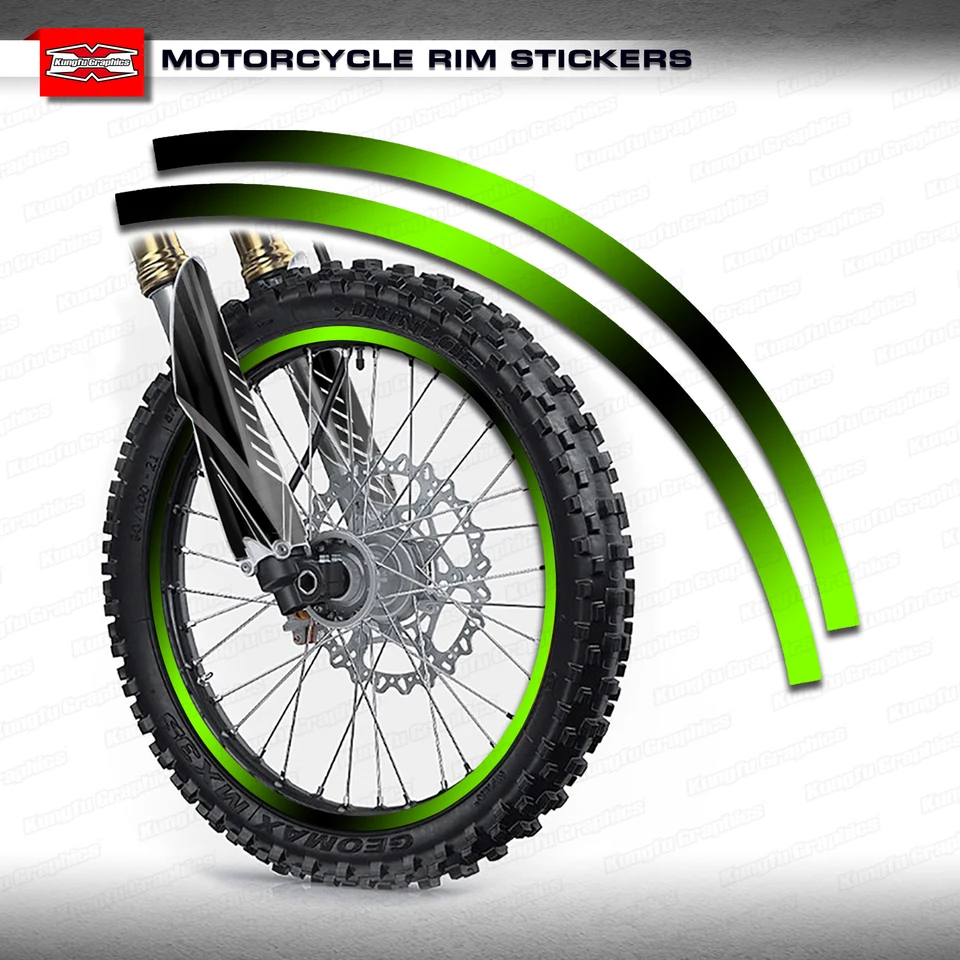 Kungfu Graphics 21 '' x 18 '' Rim Tape Motorcycle Color Tire Tire Deco Dirt Bike Supermoto 17 '' x 17 '' Green Black, 16 prúžkov