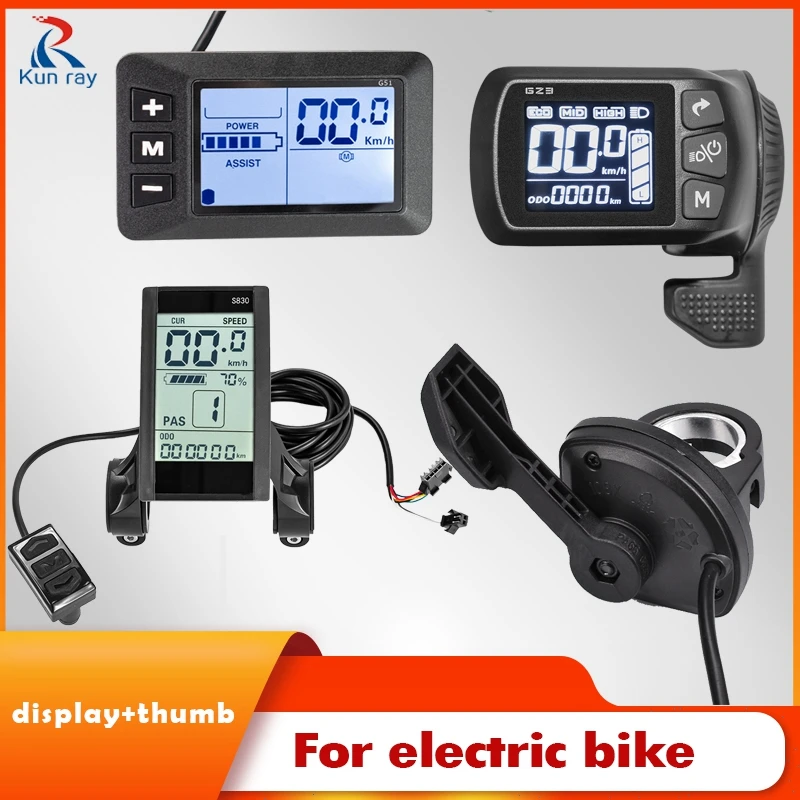 Kunray LCD Ebike Display Display bez kefy 36V 350W 24V-48V 500W Power Haree Rýchlosť času USB telefón pre motorové koleso