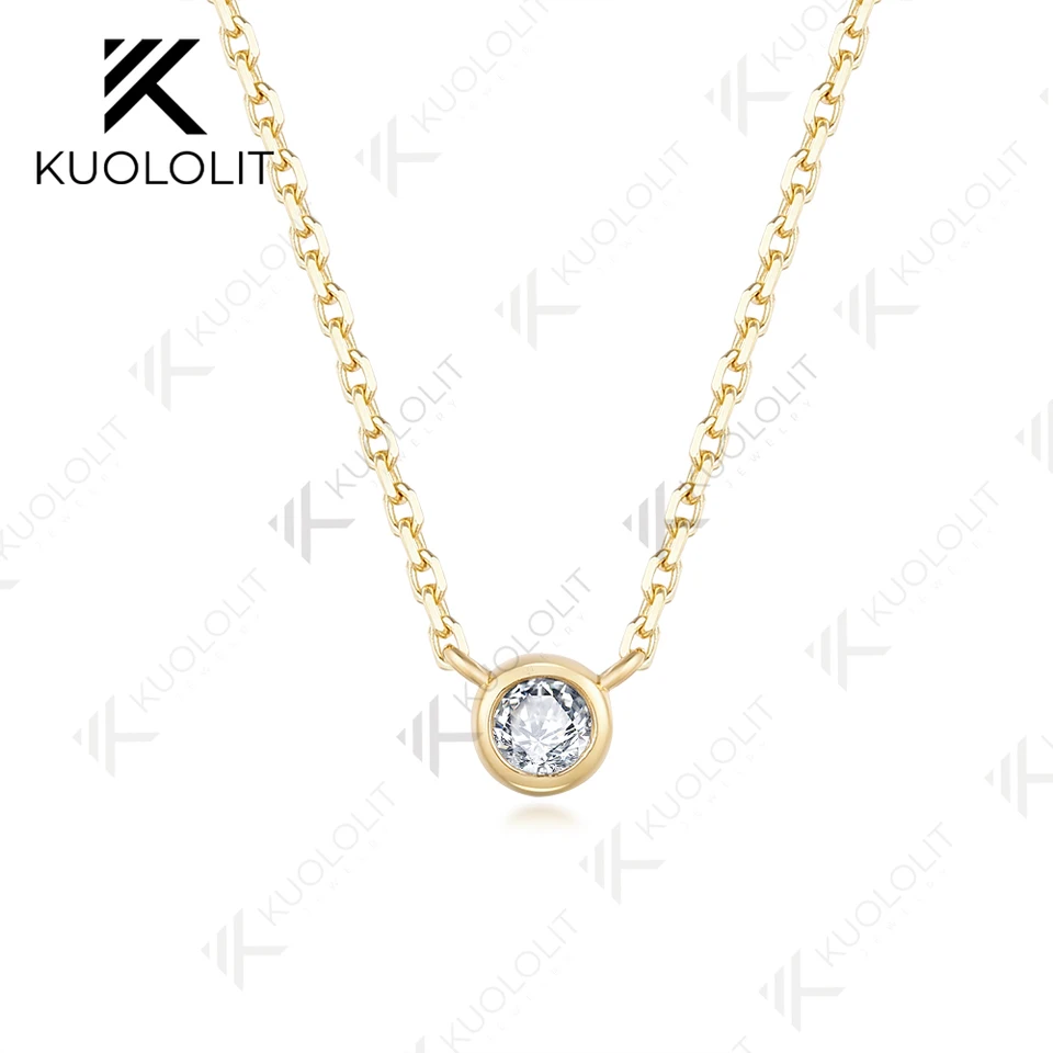 Kuololit laboratórium Grown Diamonds náhrdelník 585 14K 10k Spevné zlato 925 Striebro pre ženy Round Pendant na svadobnú angažovanosť Vianoce Vianoce