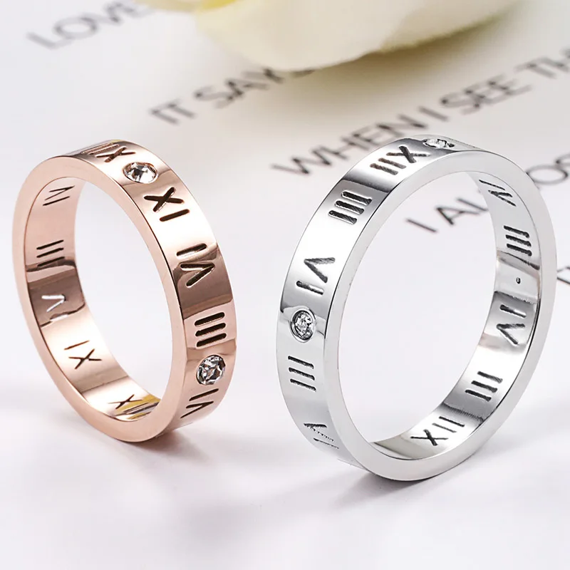 Kupujúci 925 Sterling Silver Rose Gold Ring Ring Roman číslice jednoduchý prsteň pre ženy Men Classic Party Fine Jewelry Circle