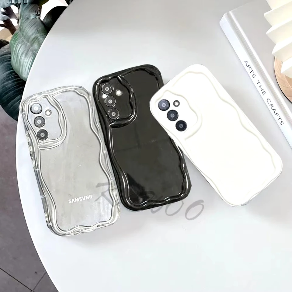Kurly Wavy Soft Clear Case pre Samsung Galaxy S24 Ultra S23 S22 S21 S20 Fe A55 5G A54 A53 A52 A51 A35 A34 A32 A32 A13 A13 A14
