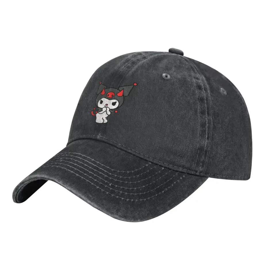 Kuromi Devil Sanrio Kawaii Men ženy baseballové čiapky zúfalé bavlnené čiapky klobúk retro outdoorové tréningy Snapback Cap