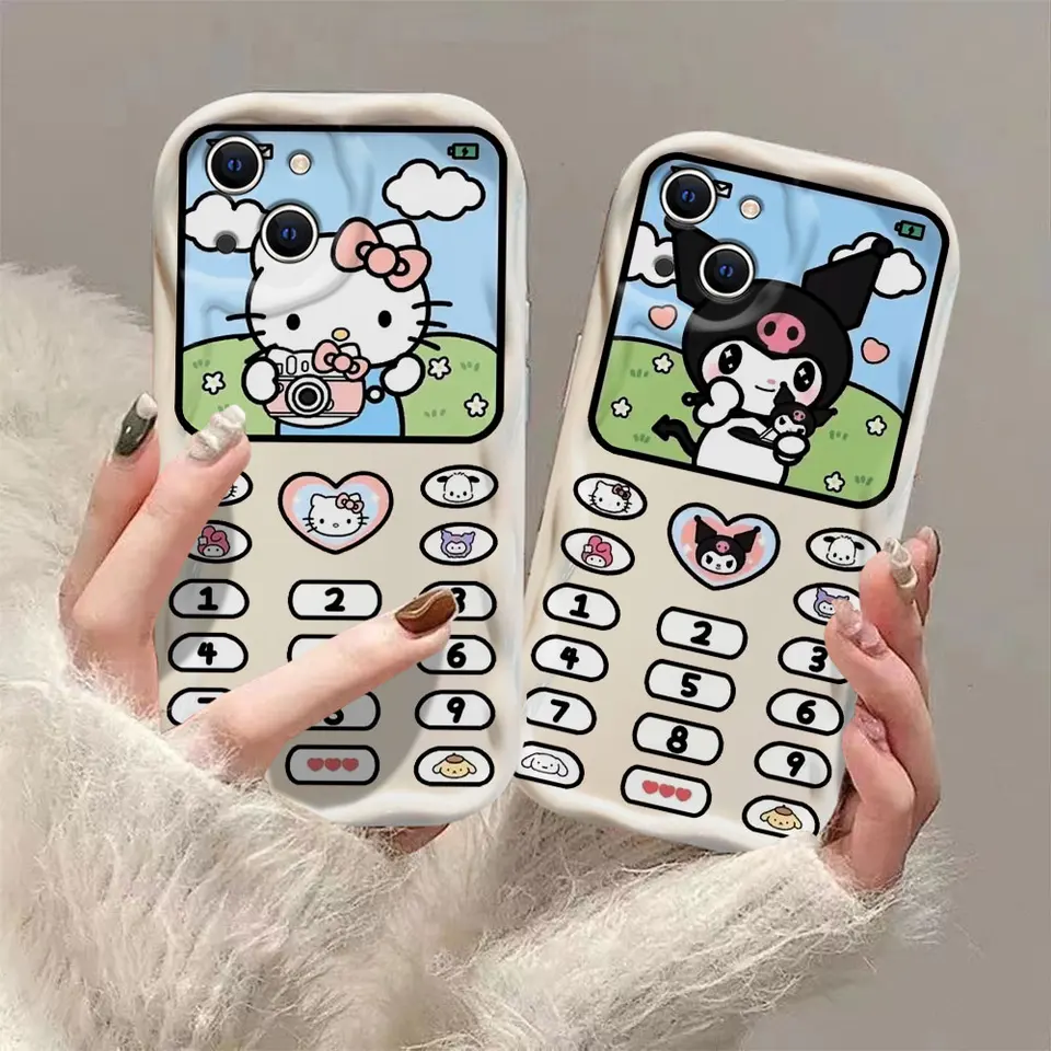 Kuromi Hello Kitty Melody Melody 3D Wave puzdro pre iPhone 15 14 13 12 11 Pro Max Mini x xr xsmax 8 7 6s plus mäkký silikónový kryt