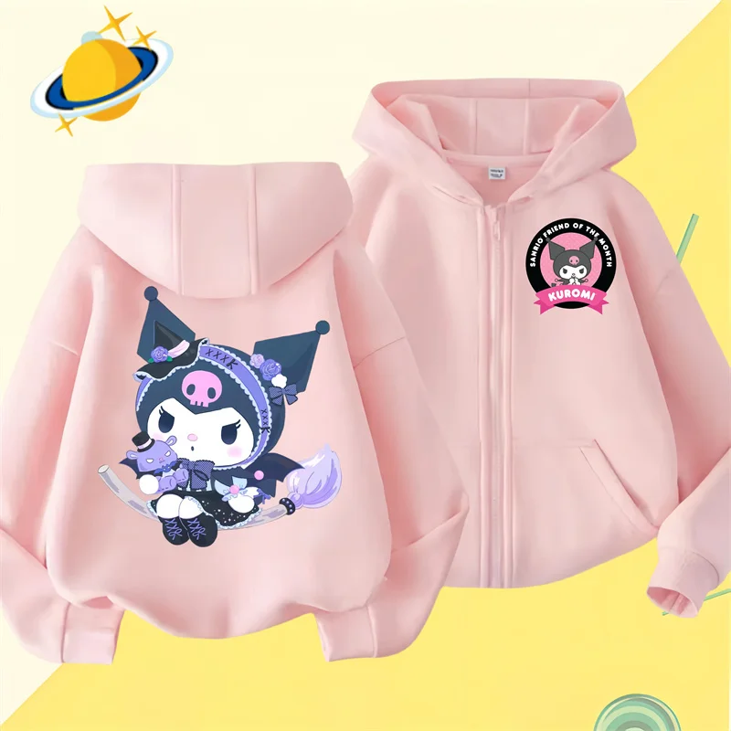 Kuromi Zipper Hoodies Girls Cinnamoroll Mikina jesenná a zimná séria Harajuku Pulloves Serovers Stich Casual Hooded