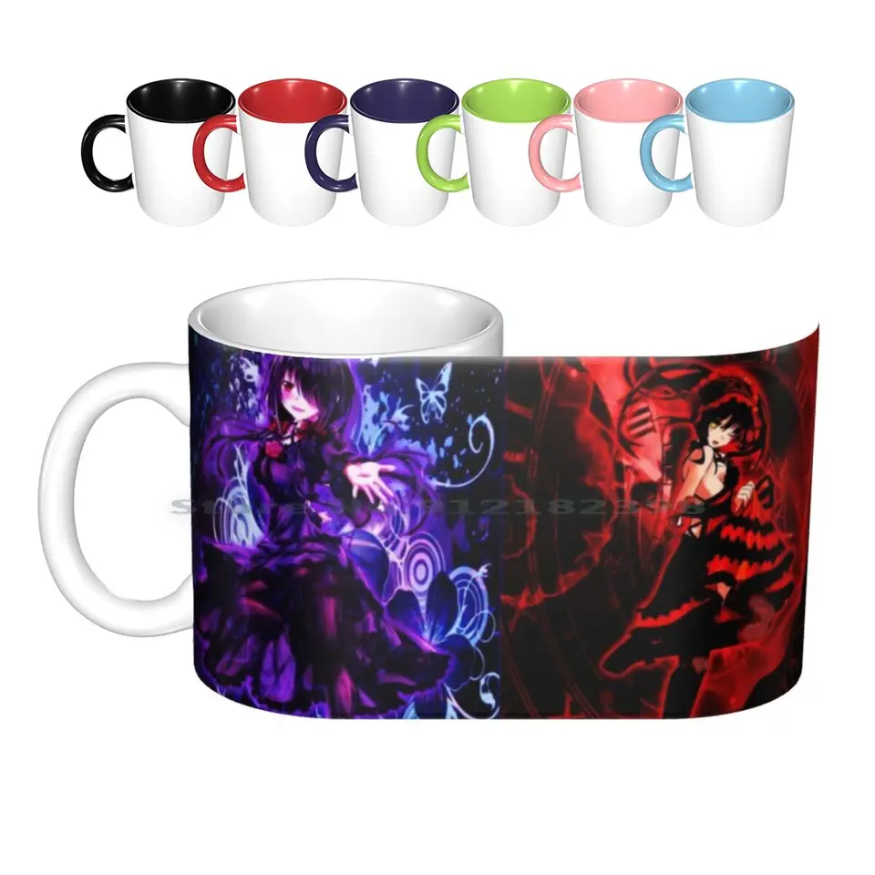 Kurumi tokisaki-yandere keramické hrnčeky kávové šálky kávu Mliec čaj hrnček kurumi tokisaki raz za čas yandere waifu dátum a živý