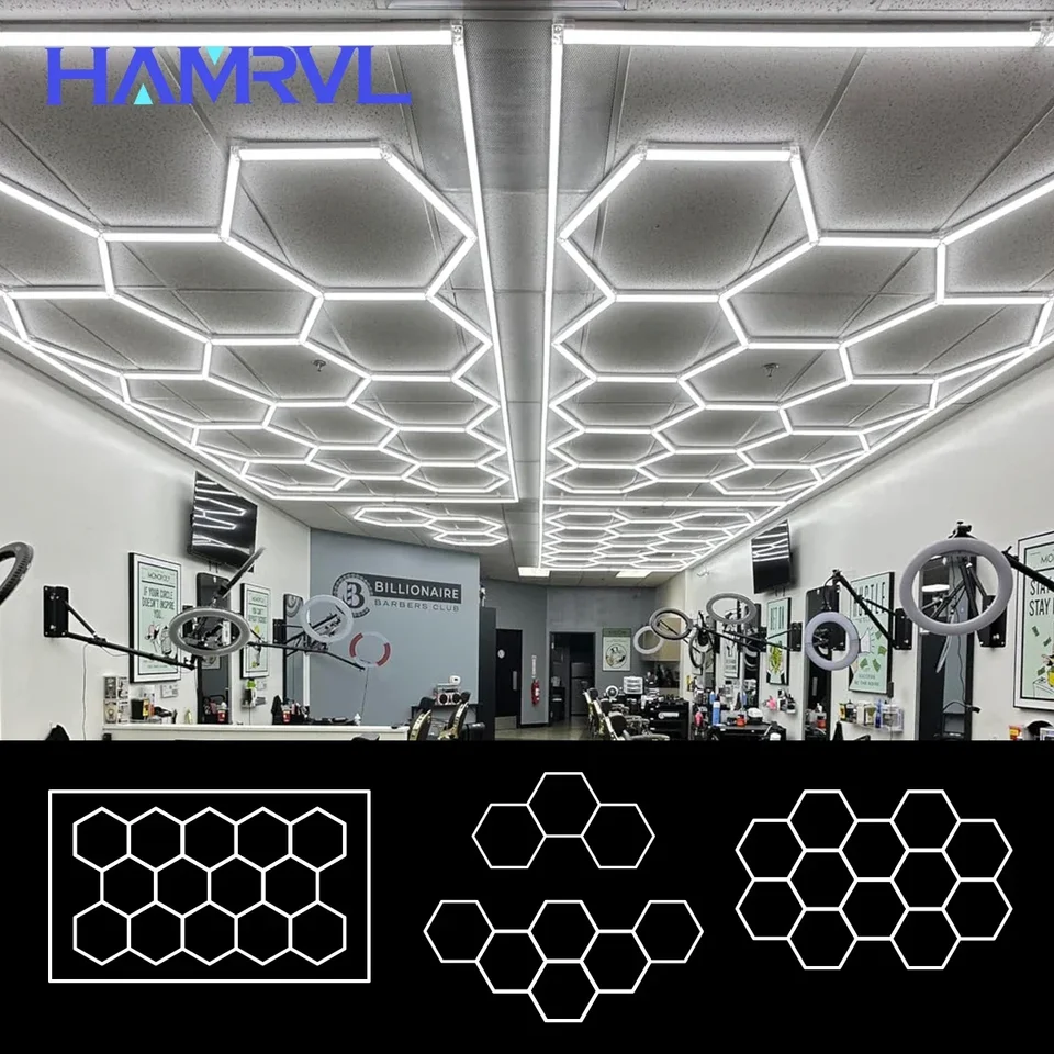 Kutomizované voštinové LED auto Podrobnosti o stropnom svetle Hexagon Garážové svetlo pre dielňu showroom 4S Barber DIY Zábavné kvapky