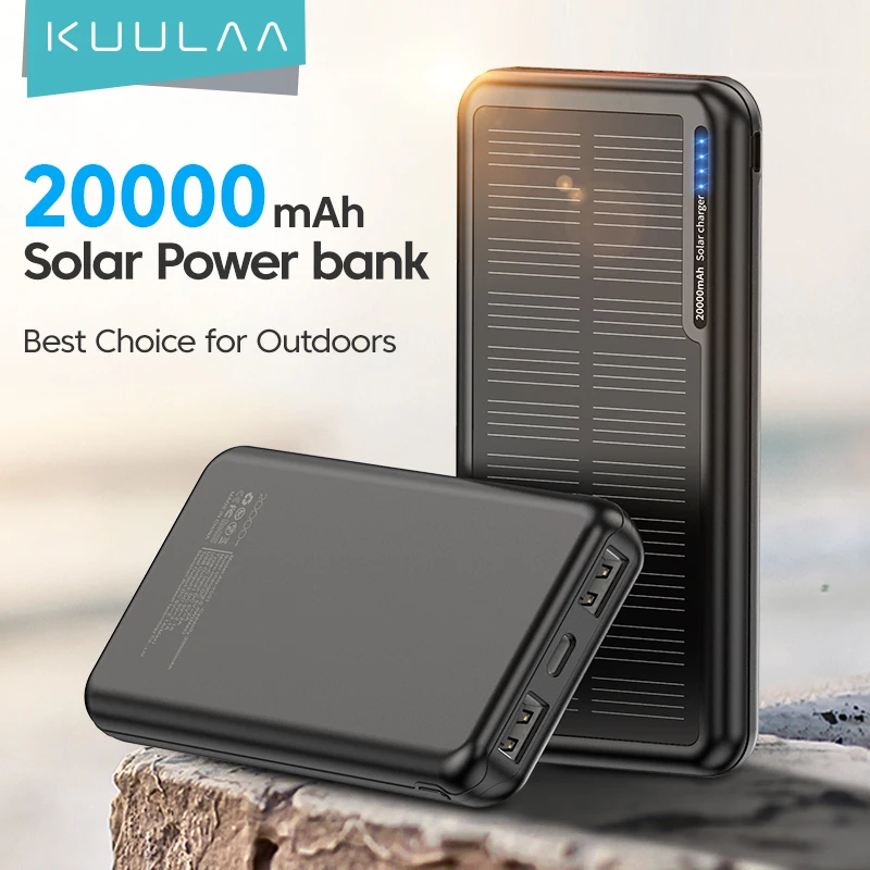 Kuulaa 20000mah Solar Power Bank PD obojsmerné rýchle nabíjanie Outdoor prenosná externá batéria pre iPhone 16 15 14 13 Samsung
