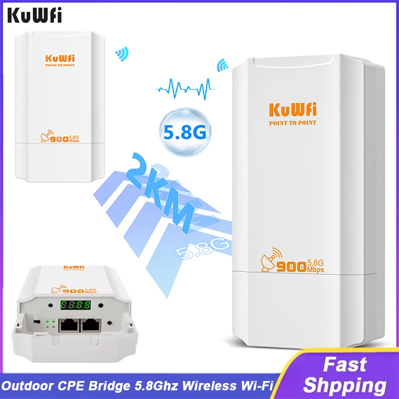 KUWFI 900 MBPS CPE Bridge 5GHZ Wireless Wi-Fi Bridge Signal Amplifier Point to Point Extender IP65 Vodotesný podporný AP Opaktor AP