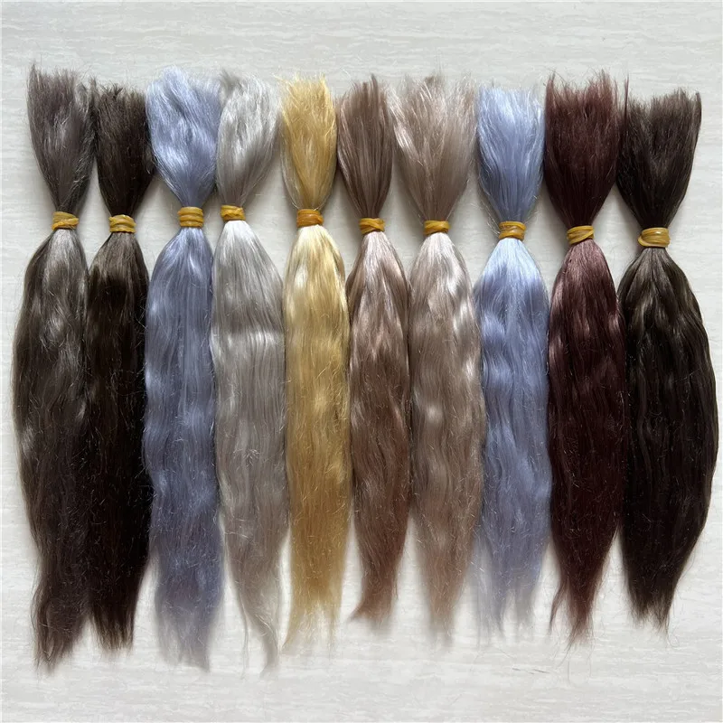 Kvalitné prebáňanie bábik, ručne čistý Mohair Olive Brown / Dark Coffee / marhuľové farby Doll Mohair pre 1/12 ob11 bjd bábiky