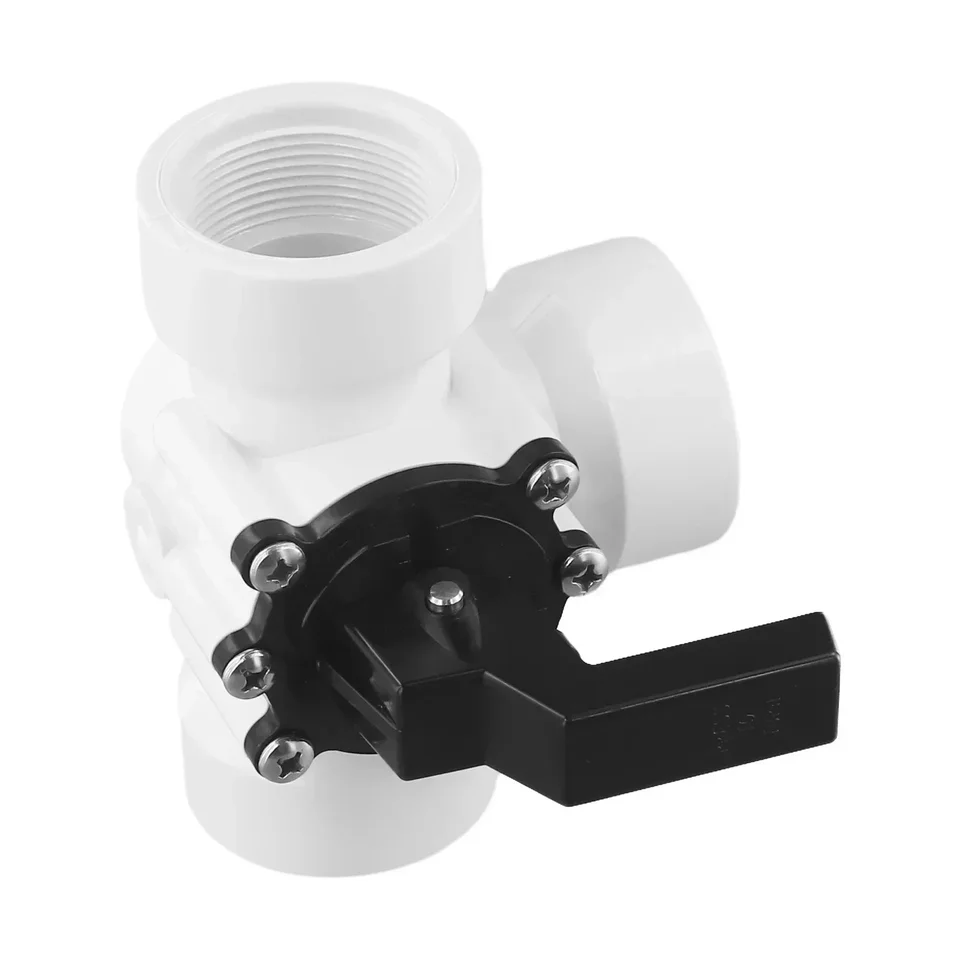 Kvalitný ventil rozmerného bazénu - 1 1/2 palca 3 -Way Port Diverter Ventil pre záhradné rybné kúpele Vodičné vane bazény prepravný ventil