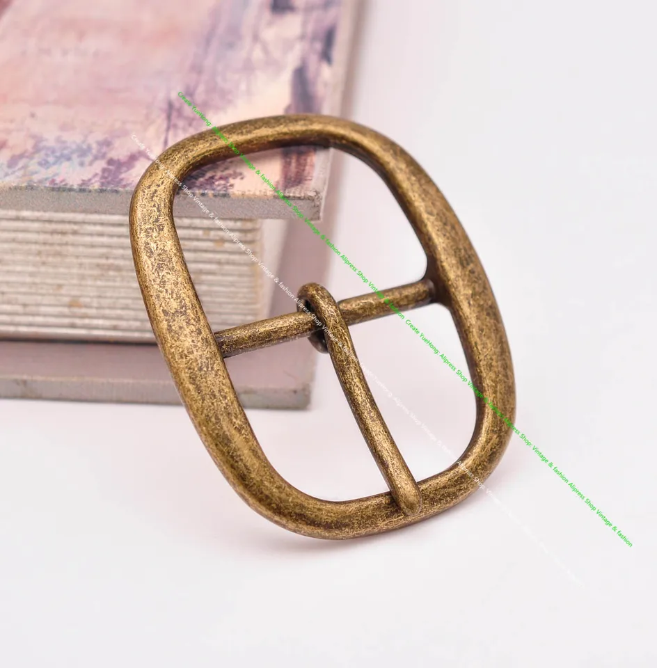Kvalitný ťažký retro mosadz naliehaný na DIY Leatercraft Oval Center Bar Pin Pin Belt Buckle Nahradenie Fit Fit 40 mm