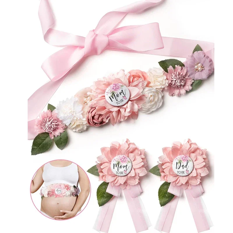 Kvetinová set-baby sprcha mama, ktorá bude ockom, aby sa stala pásom kvetinového kvetiny pre materské šaty Photo rekvizity حزام пояс cinturón