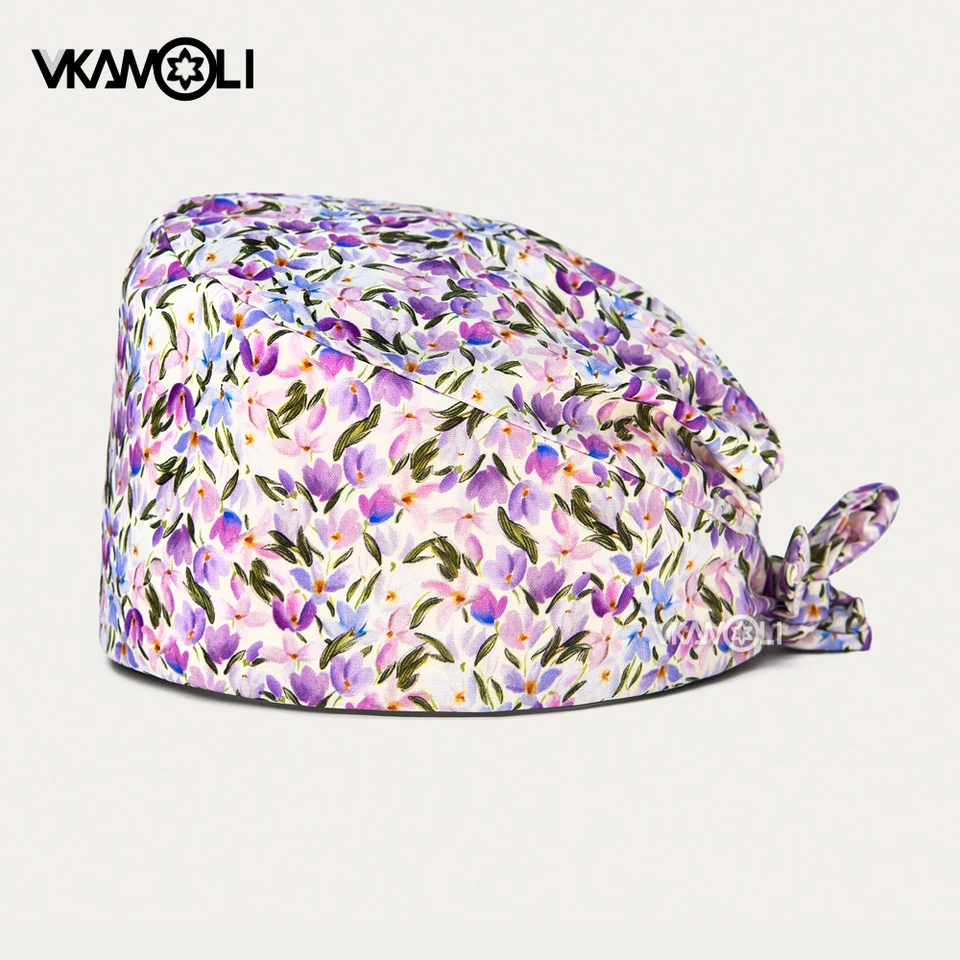 Kvetinová tlač Gorros medicos dibujos animados krovina čiapka gorros quirófano mujer Medical Purchories bavlna klobúk Ženy