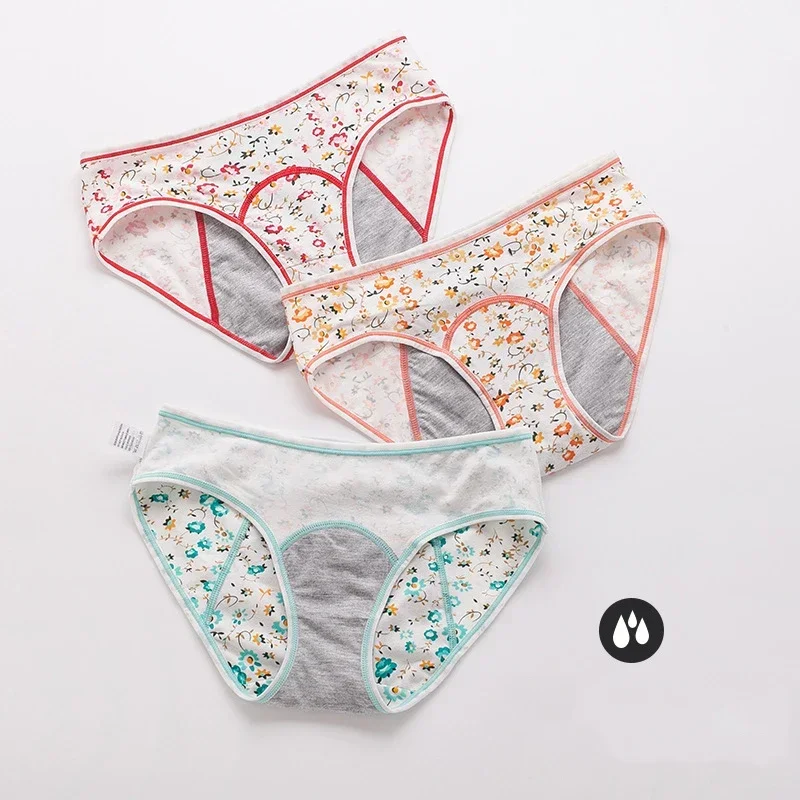 Kvetinové obdobie nohavičiek pre tínedžerov bragas menštruály Neprestragte Cute Menštruačný fyziologický podskupina priedušná spodná bielizeň