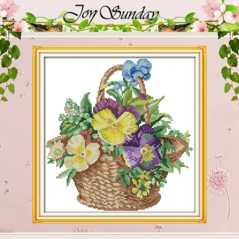 Kvetinový kôš (4) Vzory Počítané sada krížových stehov 11ct 14ct 16ct pečiatka DMC Cross-Stitch Kit vyšíva